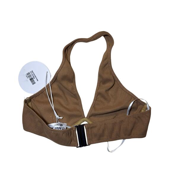 Princess Polly Earth Club Twist Strap Top Sz 4 | Brown Ribbed Halter NWT - Picture 3 of 9